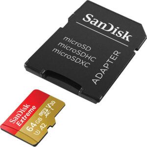 کارت حافظه microSDXC سن دیسک مدل Extreme کلاس A2 استاندارد UHS-I U3 سرعت 160MBps ظرفیت 64 گیگابایت به همراه آداپتور SD